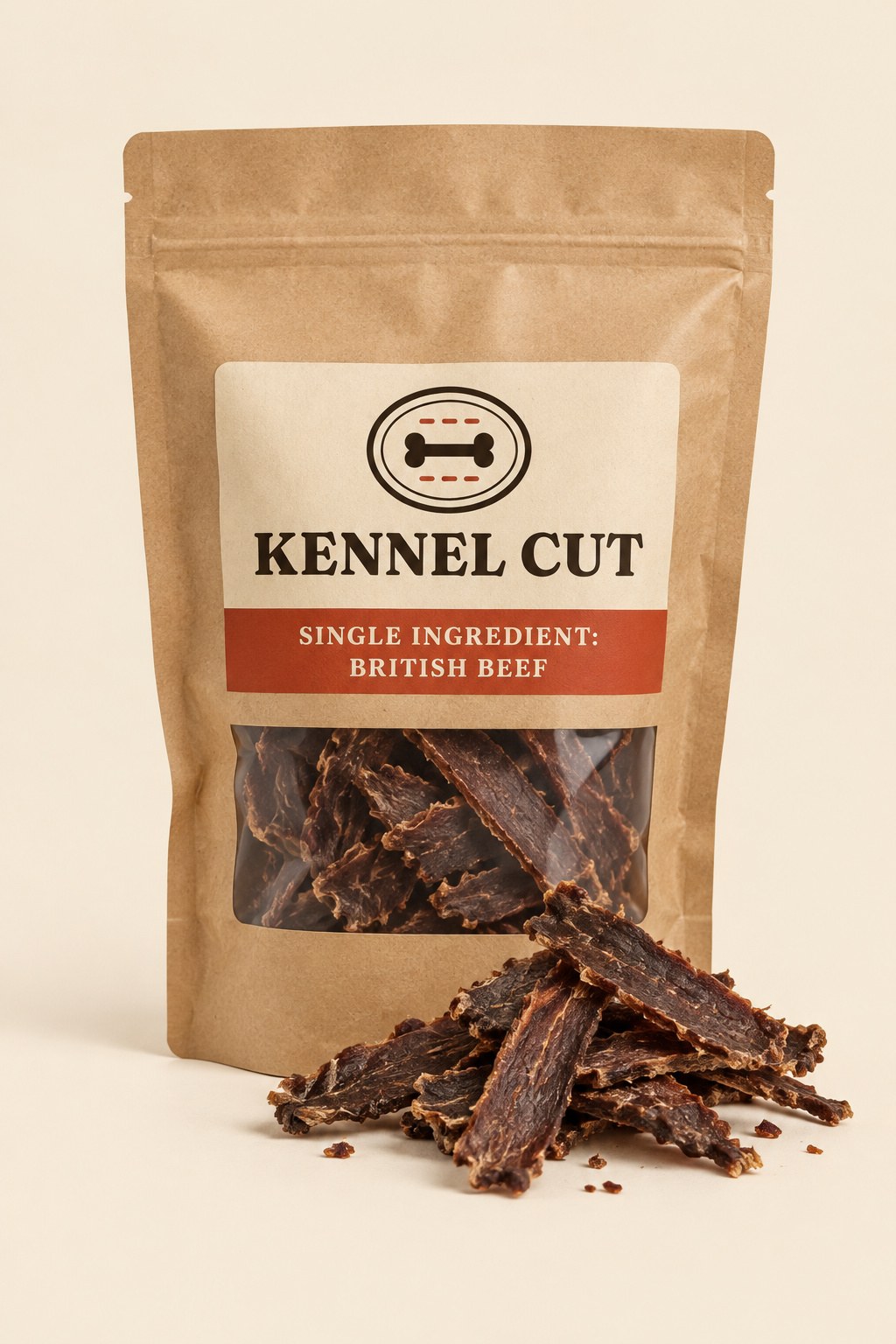 Beef biltong for dogs: 500g training bag