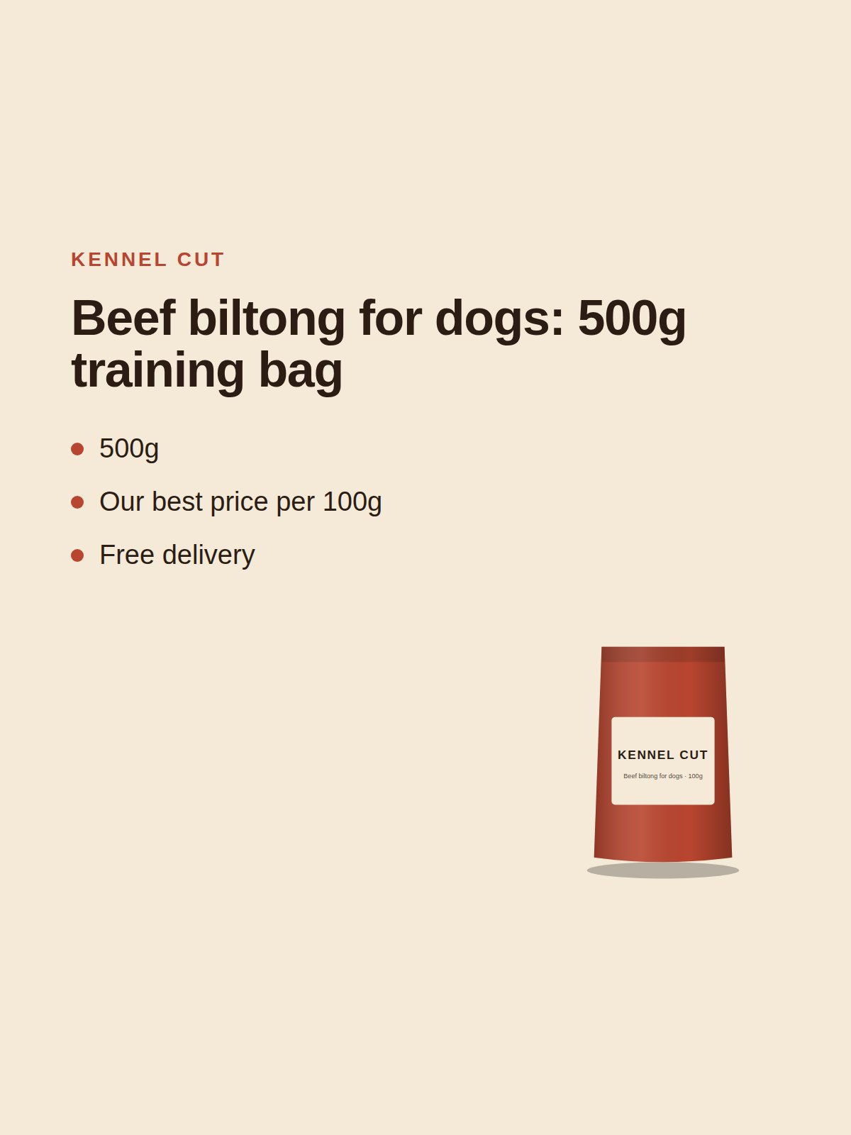 Beef biltong for dogs: 500g training bag 2
